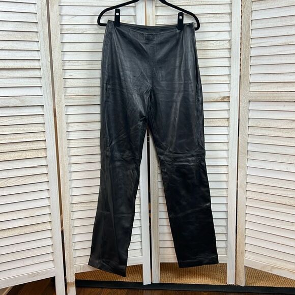 Hugo Buscati Black Leather Pants 10 Tall - Picture 1 of 9